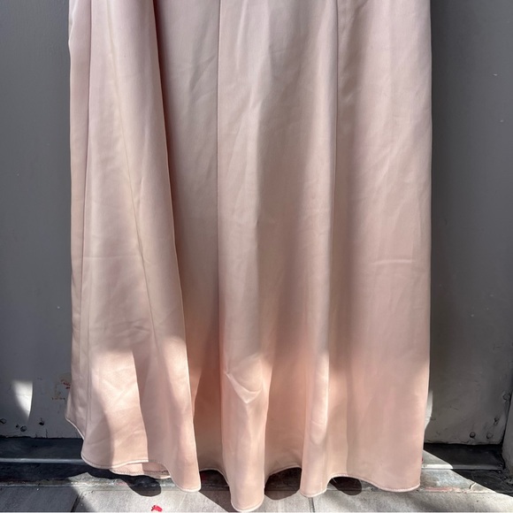 DRAPED COWL-BACK PRINCESS LINE DRESS WITH FRONT SLIT IN CAMEO - Picture 9 of 11